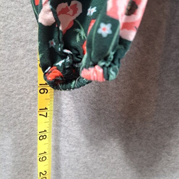 Matilda Jane Women XL Blouse Top Long Sleeve Green Pink Floral Button Up - Picture 6 of 9